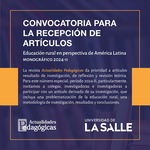 Convocatoria para recepción de artículos by Universidad de La Salle. Actualidades Pedagógicas
